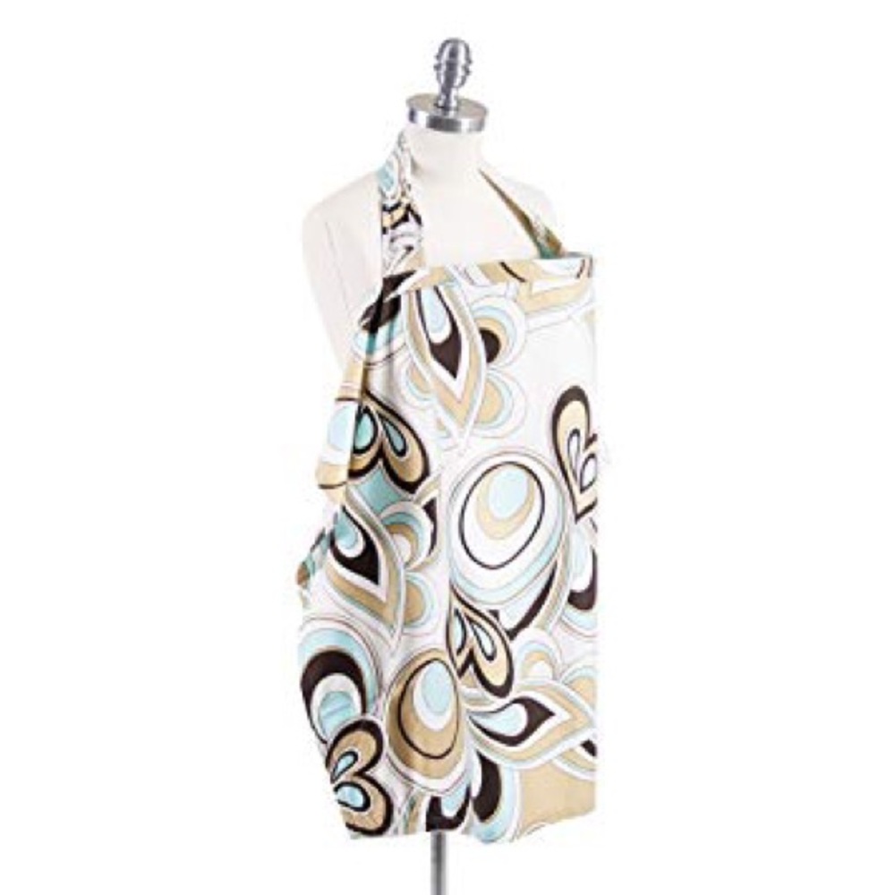 Bebe Au Lait teal & chocolate retro nursing cover